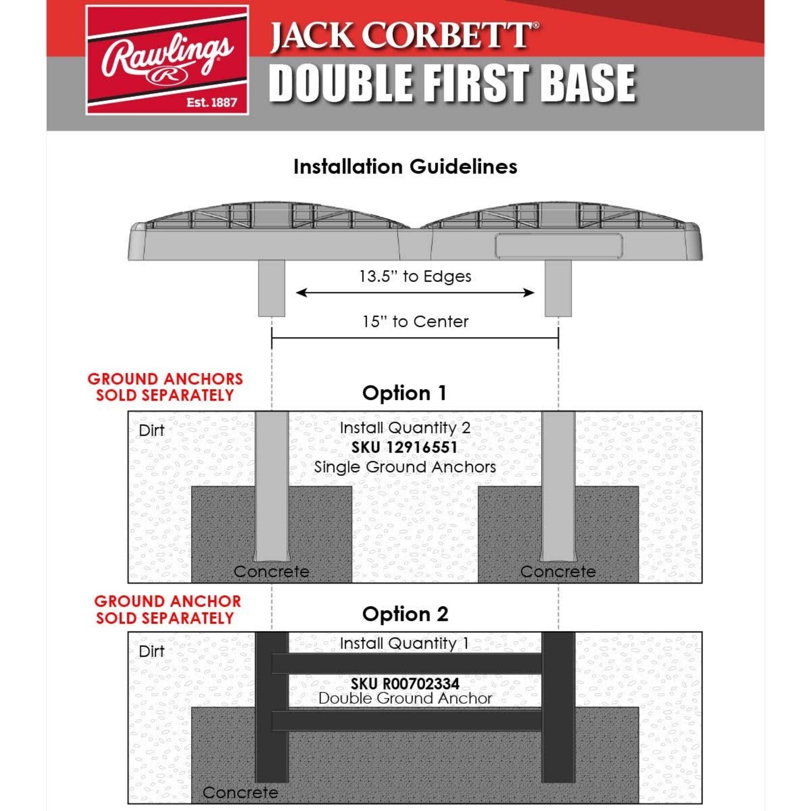 Rawlings Jack Corbett Hollywood Double First Base, Green/White