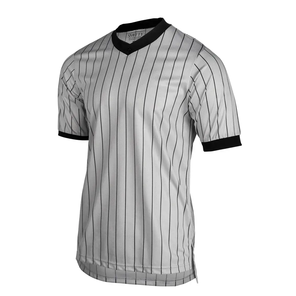 Smitty Smitty Basketball Officials V-Neck Grey w/ Black Pinstripes Mesh