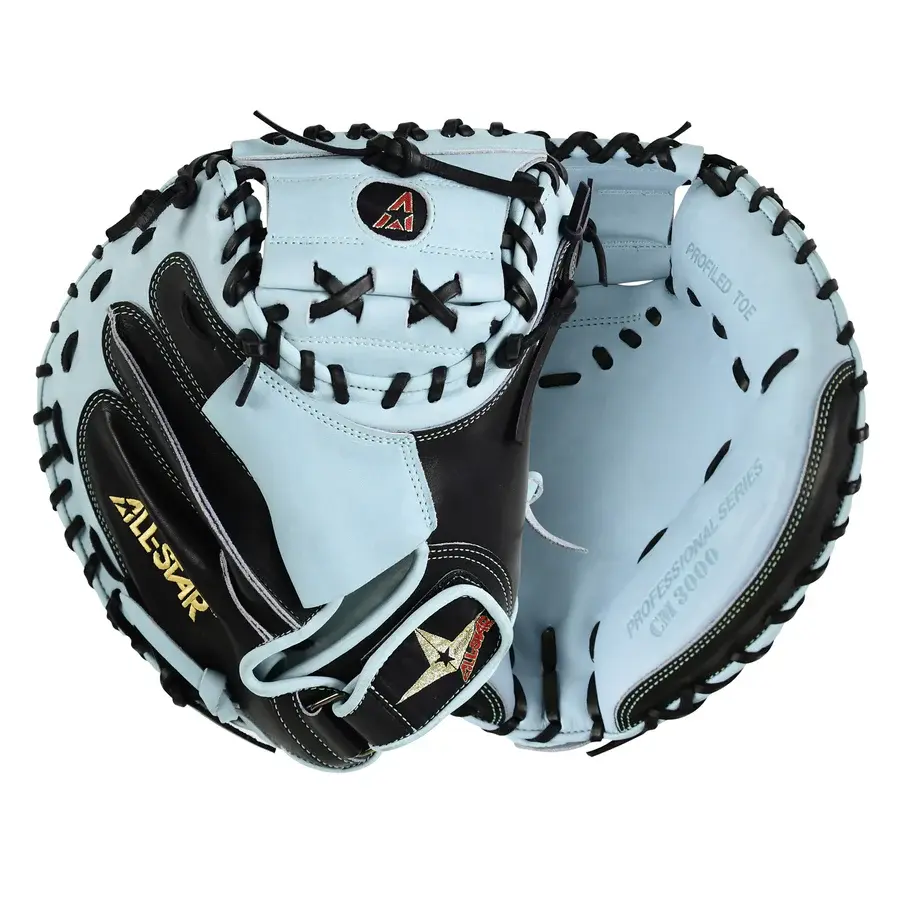 All-Star All Star Pro Elite Catchers Mitt Limited Edition Black/Sky Blue 34 Inch