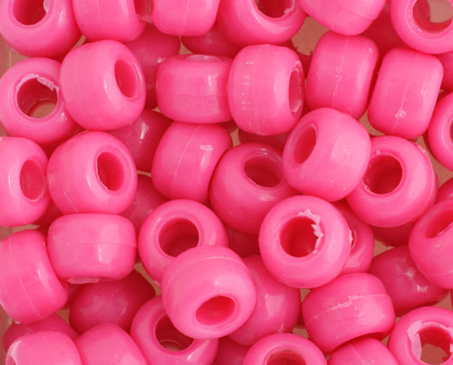 Pale Baby Pink Opaque Crow Pony Beads Made in USA 6x9mm