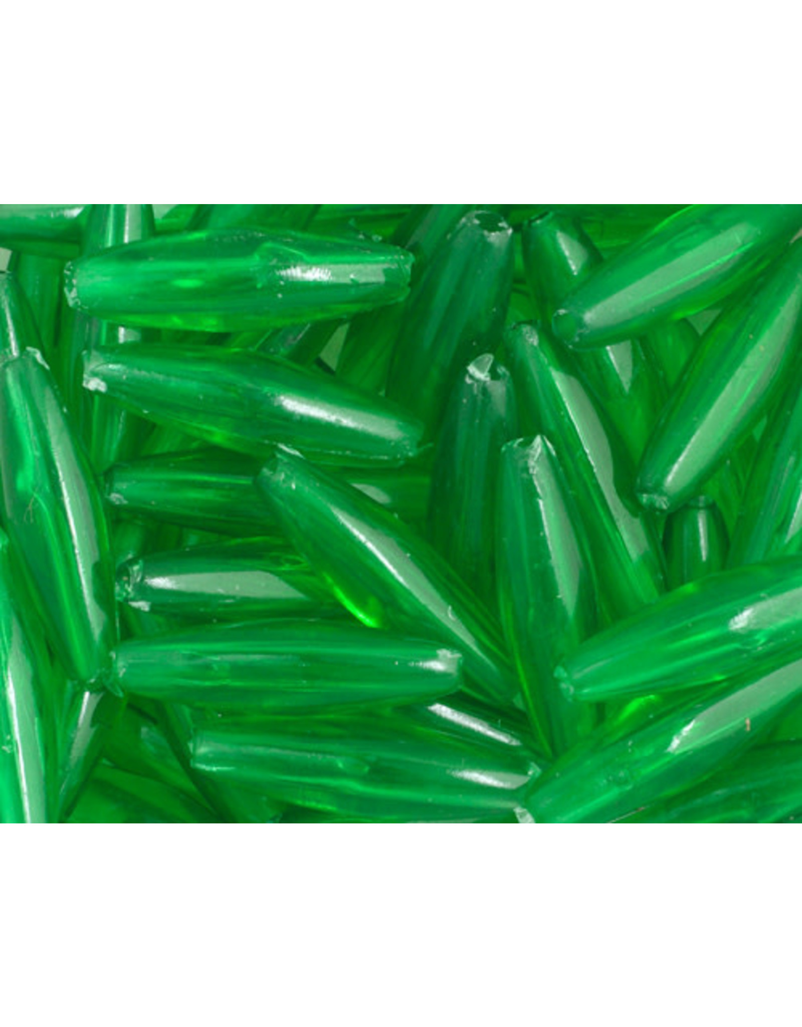 Spaghetti Beads 19x6mm Transparent Green x200