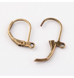 Ear Wire 10x15mm Lever Back Antique Brass x10