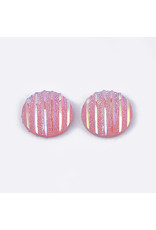 Stripes Round Resin Cabochon 12x3mm Pink x10