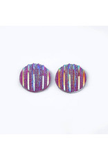 Stripes Round Resin Cabochon 12x3mm Medium Red x10