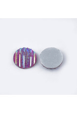 Stripes Round Resin Cabochon 12x3mm Medium Red x10