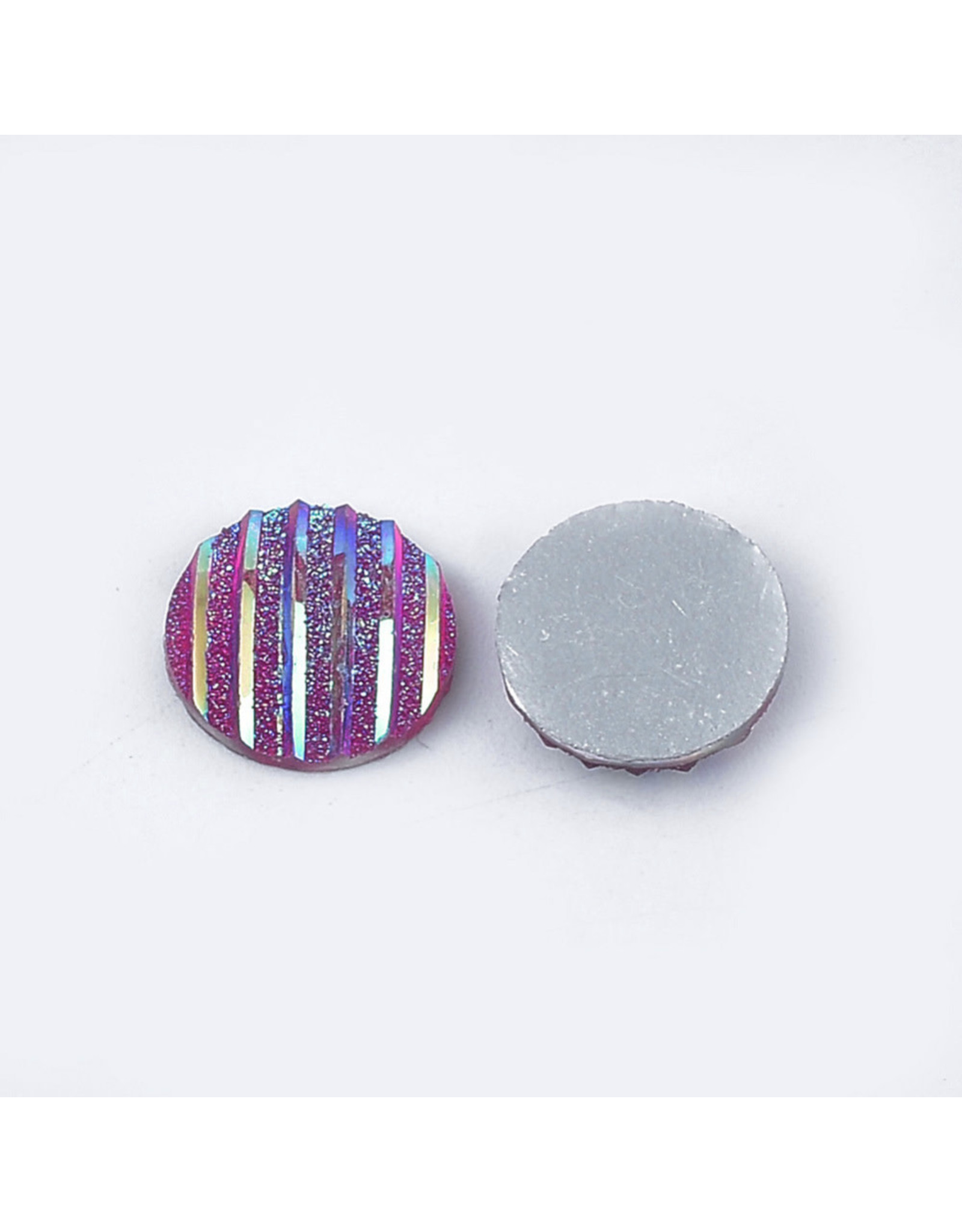 Stripes Round Resin Cabochon 12x3mm Medium Red x10