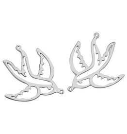 Bird Swallow Link (1to1) 36x30mm Antique Silver x5 NF