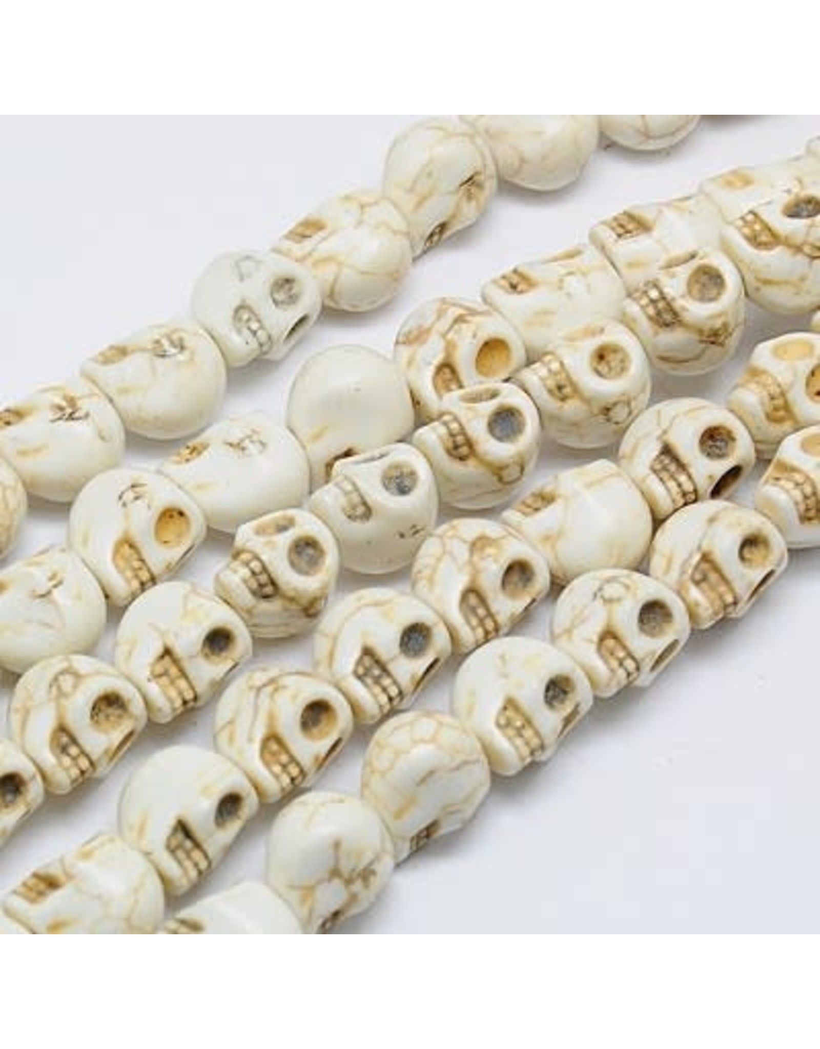 Beige Skull Synthetic Turquoise 12x10mm Strand