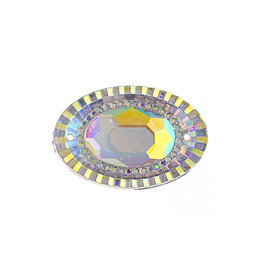 Oval Resin Cabochon 18x25mm Clear AB  x2