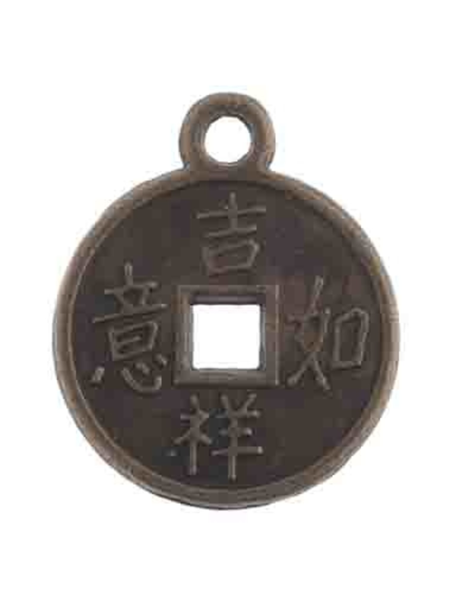 Chinese Coin 14mm Antique Brass x10