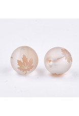 Round 8mm Clear Matte with Rose Gold Maple Leaf x10