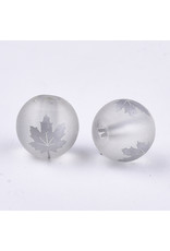 Round 8mm Clear Matte with Silver Maple Leaf x10