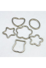 Split Ring Assorted Shape and Size Nickel  x5 Key Ring Random Mix