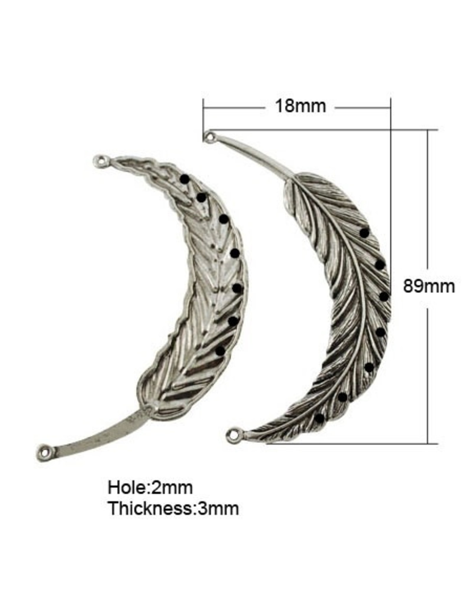 Feather Link (2to7) Antique Silver 89x20mm x5