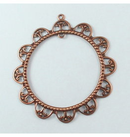 Round Filigree Pendant Antique Copper 60mm x10