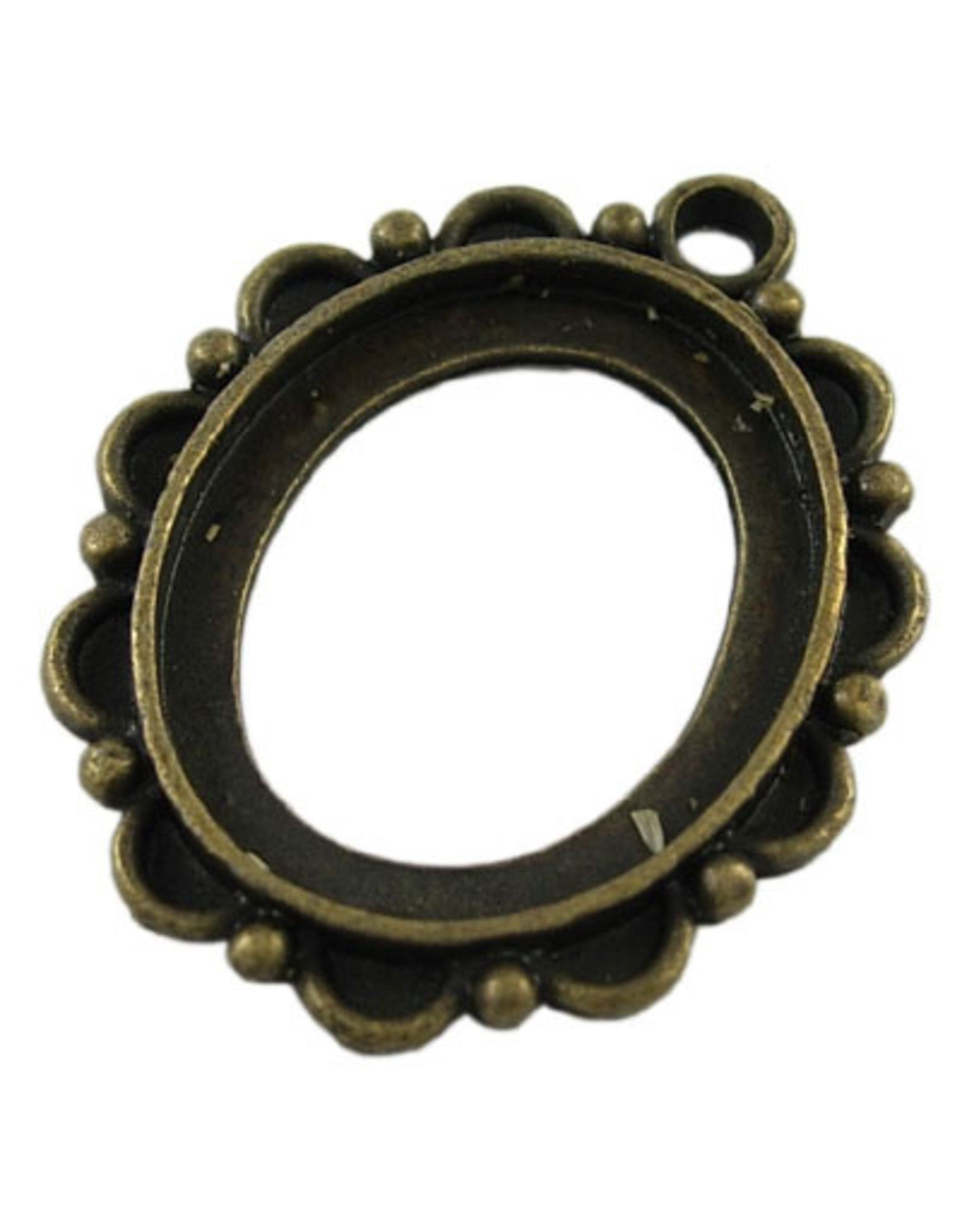 Oval Pendant Setting  32.5x27x3mm Antique Brass x6  NF