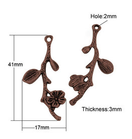 Branch Pendant 41x17mm Antique Copper x10  NF