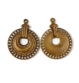 Round Pendant Antique Brass 40x30mm  x6  NF