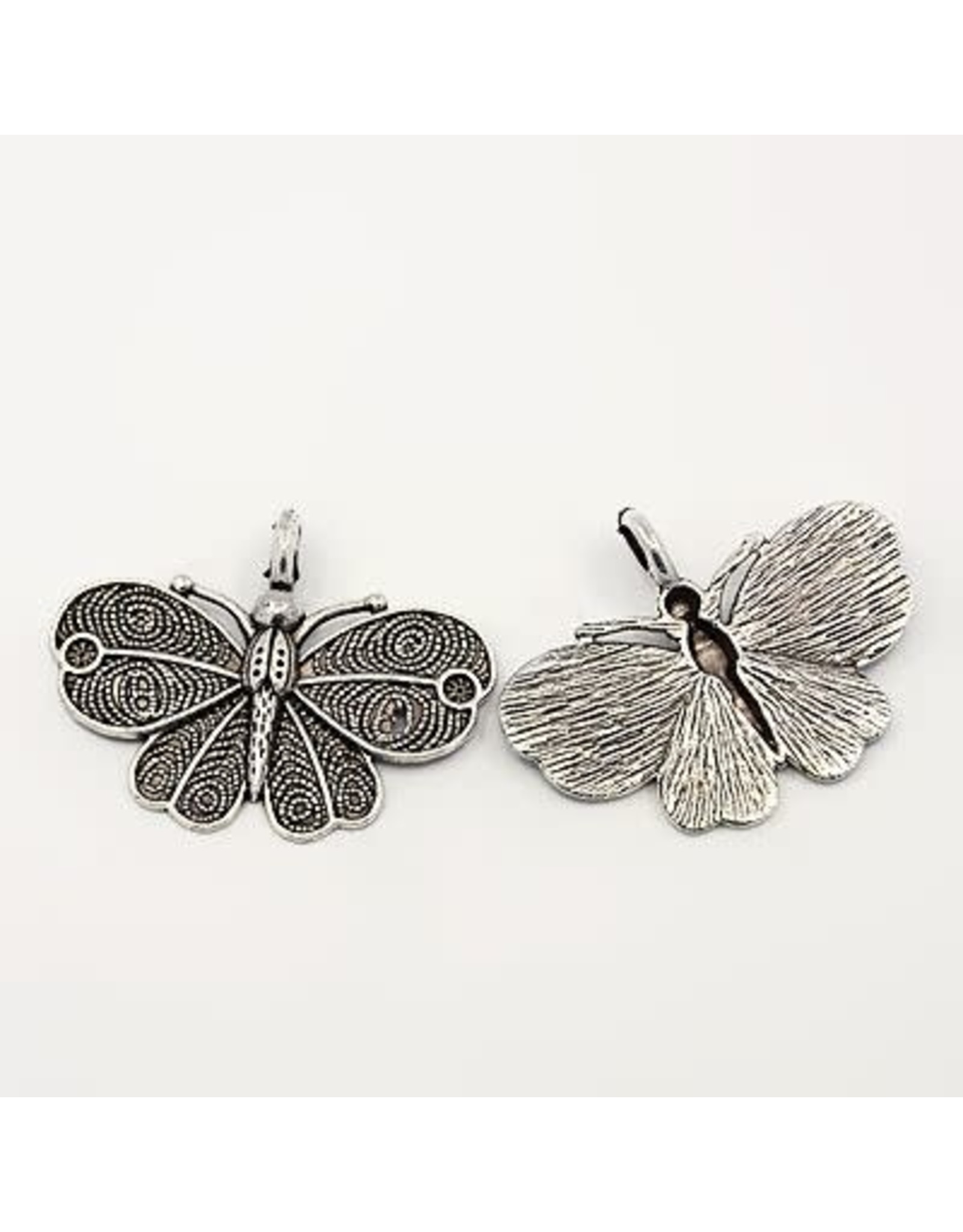 Moth Pendant 32x40mm Anitque Silver x5 NF