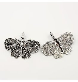 Moth Pendant 32x40mm Anitque Silver x5 NF