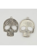 Skull Pendant Antique Silver 50x65mm  x5