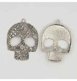 Skull Pendant Antique Silver 50x65mm  x5