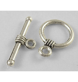 Toggle Clasp Round 11mm Antique Silver  NF  x10