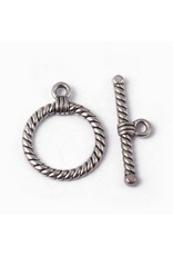 Toggle Clasp Rope 18mm Antique Silver  NF  x10