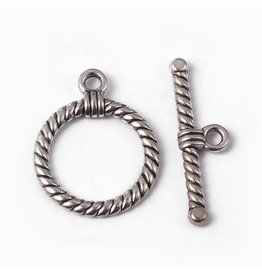 Toggle Clasp Rope 18mm Antique Silver  NF  x10
