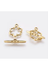 Toggle Clasp Flower 15mm Antique Gold  NF  x5