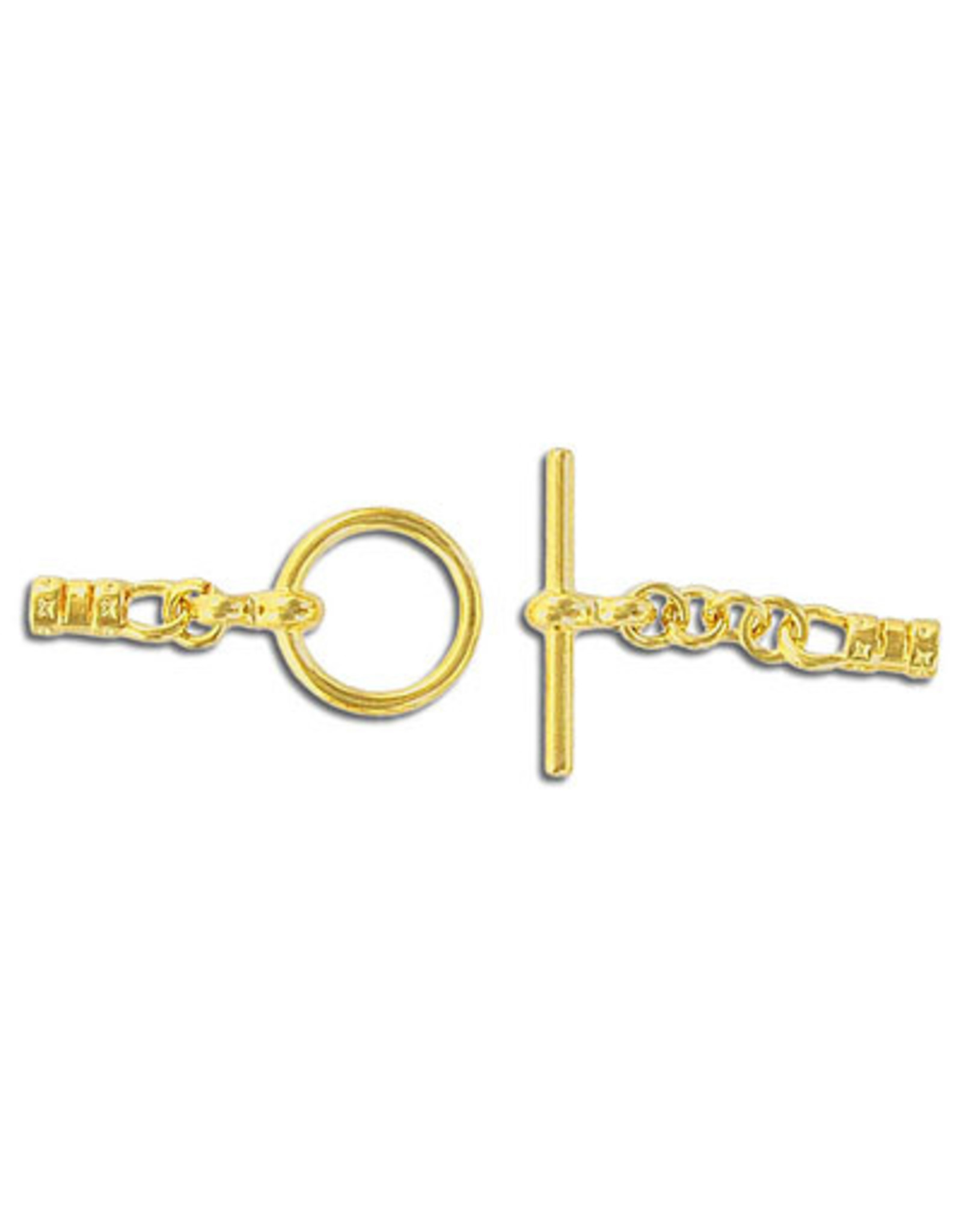 Toggle Clasp 12mm Round with 2mm Crimp Ends Gold  NF  x10