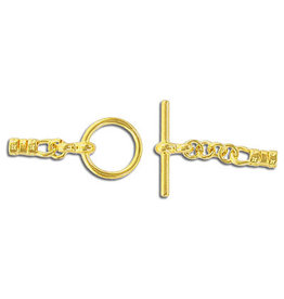 Toggle Clasp 12mm Round with 2mm Crimp Ends Gold  NF  x10