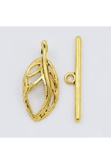 Toggle Clasp 25x11mm Leaf  Gold  NF  x10