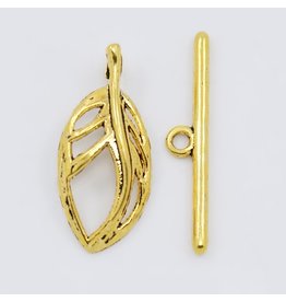 Toggle Clasp 25x11mm Leaf  Gold  NF  x10