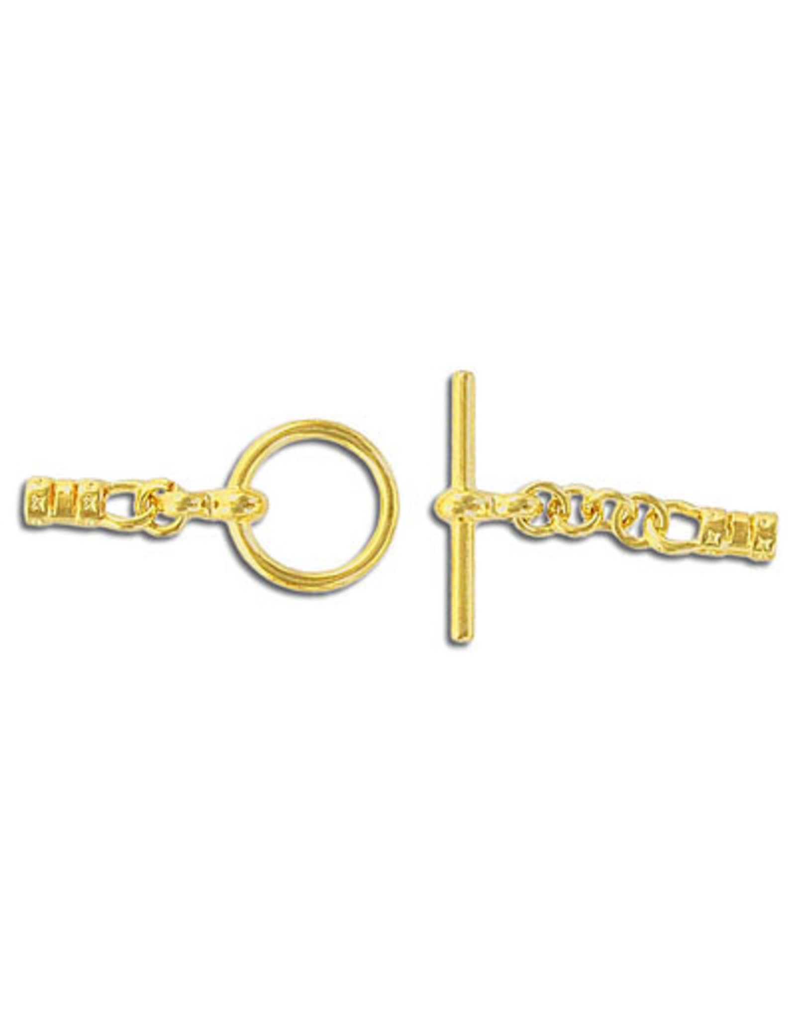 Toggle Clasp 12mm Round with 3mm Crimp Ends Gold  NF  x10