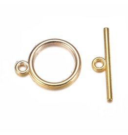 Toggle Clasp Round 15mm Gold  NF  x10