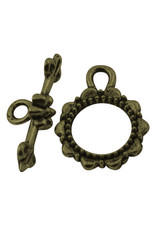 Toggle Clasp Flower 16mm Antique Brass  NF  x10