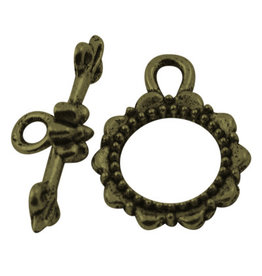 Toggle Clasp Flower 16mm Antique Brass  NF  x10