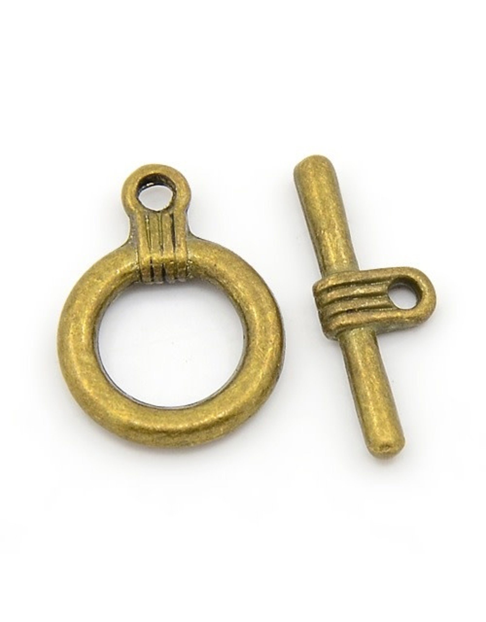 Toggle Clasp Round 16mm Antique Brass  NF  x10