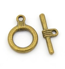 Toggle Clasp Round 16mm Antique Brass  NF  x10