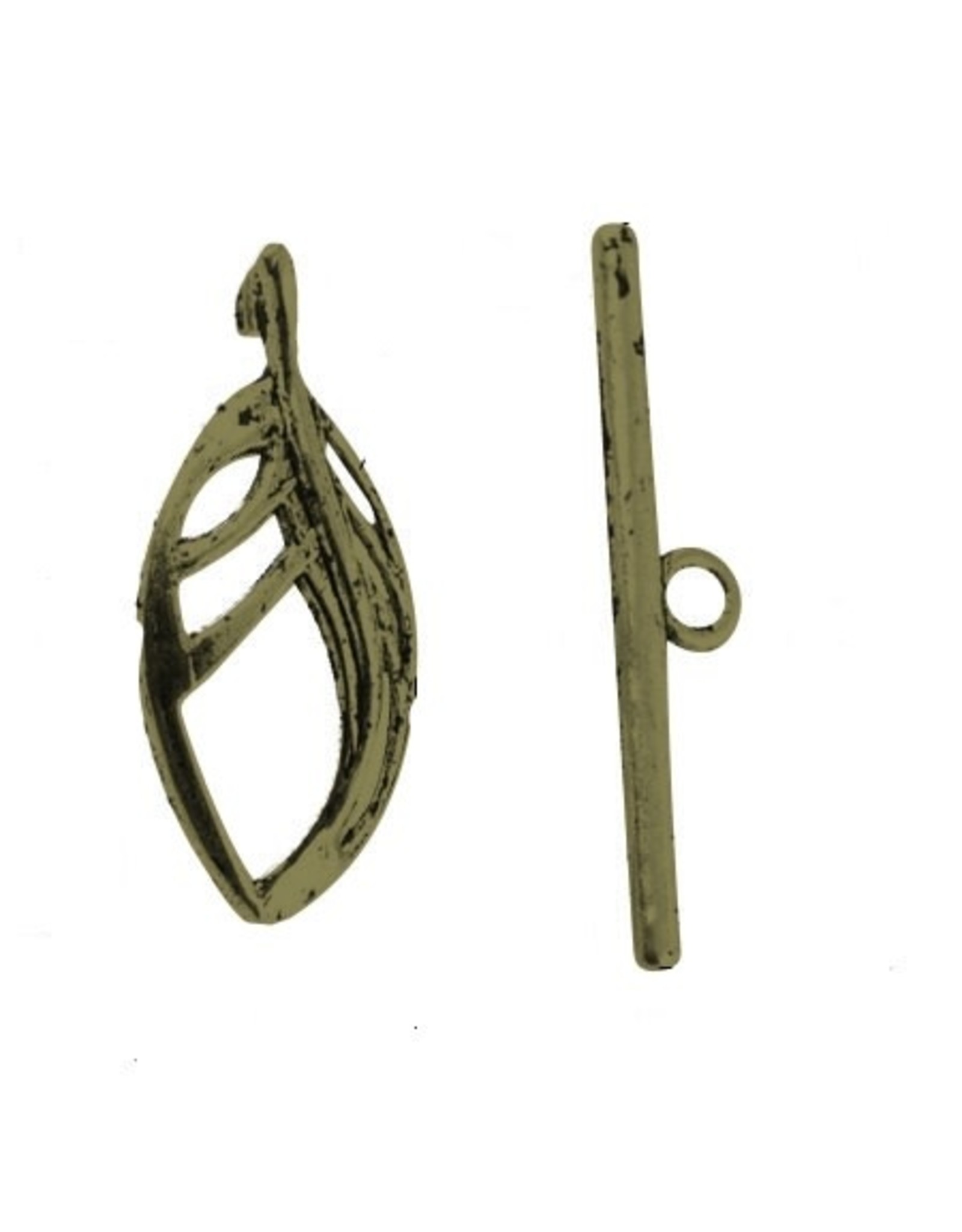 Toggle Clasp 25x11mm Leaf  Antique Brass  NF  x10