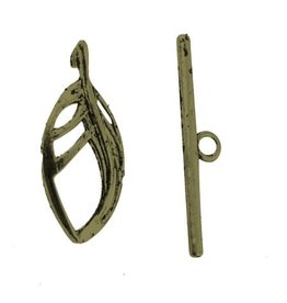 Toggle Clasp 25x11mm Leaf  Antique Brass  NF  x10