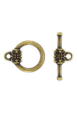 Toggle Clasp Round 14mm Antique Brass  NF  x10