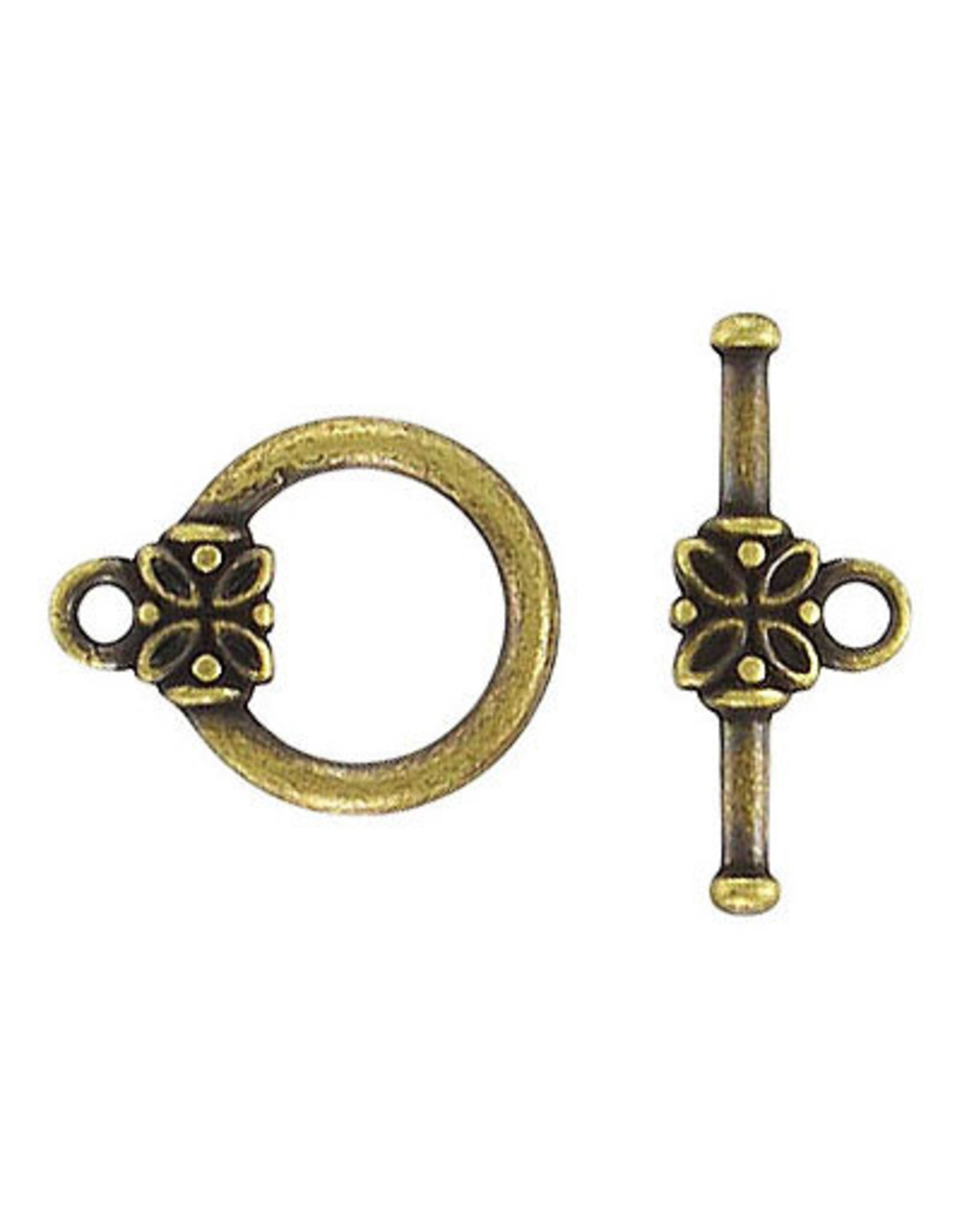 Toggle Clasp Round 14mm Antique Brass  NF  x10