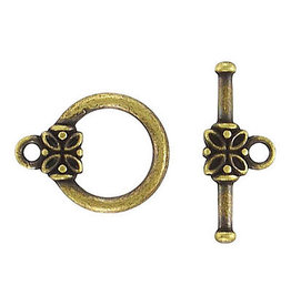 Toggle Clasp Round 14mm Antique Brass  NF  x10