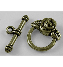 Toggle Clasp Rose 18mm Antique Brass  NF  x10