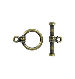 Toggle Clasp Round 10mm Antique Brass  NF  x10