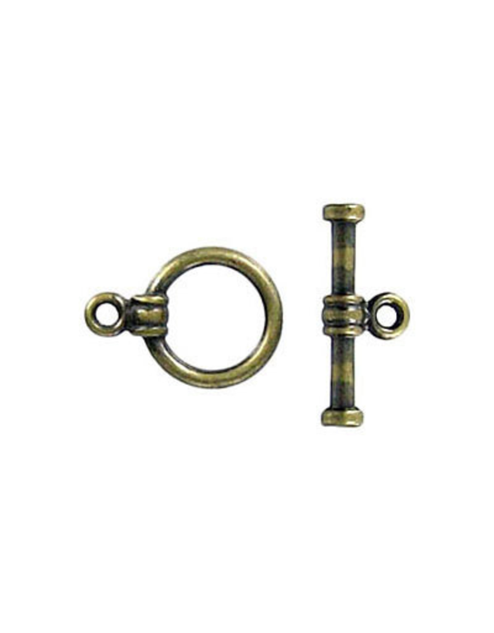 Toggle Clasp Round 10mm Antique Brass  NF  x10