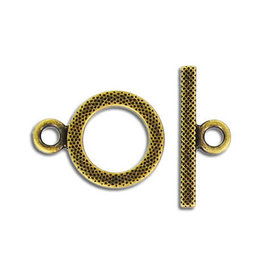 Toggle Clasp Round 13mm Antique Brass  NF  x5