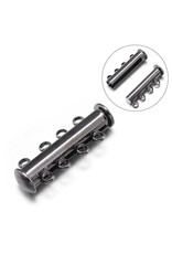 Slider Clasp 4 to 4  26x10x6mm Gun Metal NF  x5